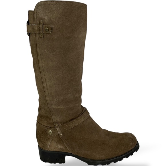 UGG Shoes - UGG Australia Jillian Tall Suede Brown Snow Boots Womens Size 7 Sherpa Round Toe